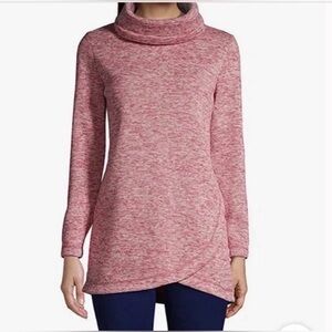 Lands’ End Sweater Tunic Cowl Neck Pullover in Pink